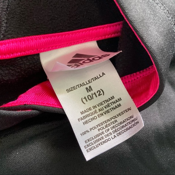 ADIDAS Unisex Kids Hooded Sweatshirt - Black -pink Sz M 10-12 - Picture 3 of 3